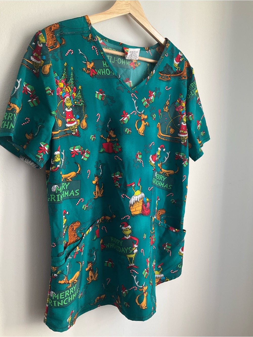 Scrubstar Dr. Seuss "Merry Grinchmas" Holiday Scrub Top - Picture 3 of 9